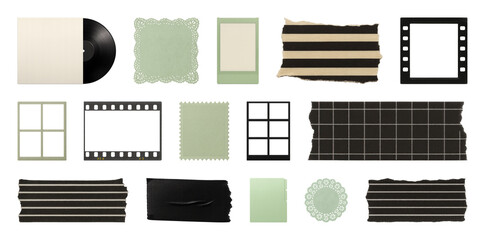 Naklejka premium PNG Vintage scrapbook elements collection, element set on transparent background