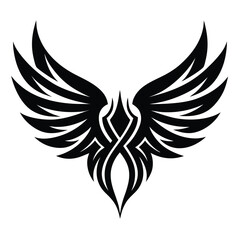 Tribal Phoenix Wings Logo Vector &ndash; Black Wing Emblem Tattoo Style Design