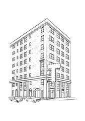 Classic Multi Story Office Building Architectural Vector