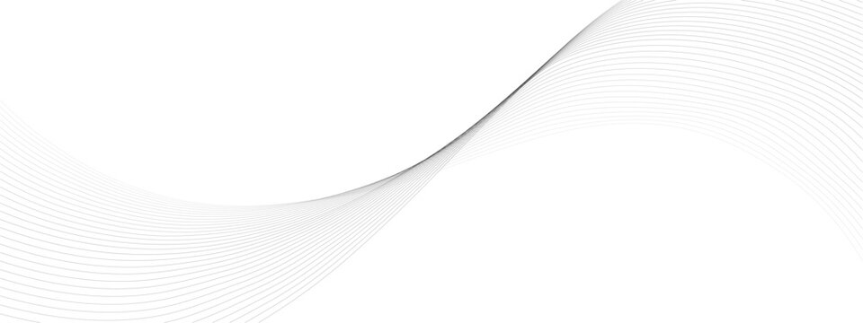 Abstract minimalist flowing grey lines wave pattern on transparent background.