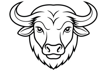 Fototapeta premium buffalo head silhouette line art vector illustration with a white background