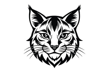 Obraz premium bobcat head silhouette line art vector illustration with a white background