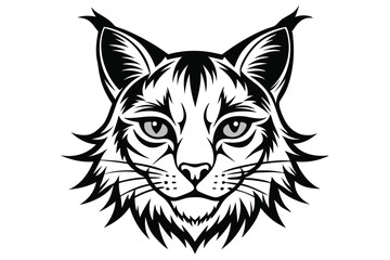 Fototapeta premium bobcat head silhouette line art vector illustration with a white background