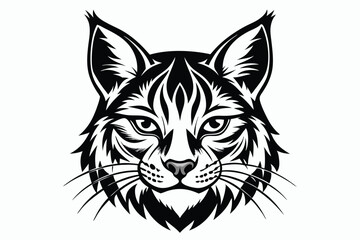 Fototapeta premium bobcat head silhouette line art vector illustration with a white background