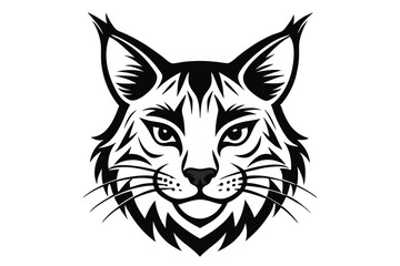 Fototapeta premium bobcat head silhouette line art vector illustration with a white background