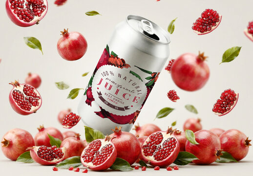 Pomegranate Juice Can Mockup