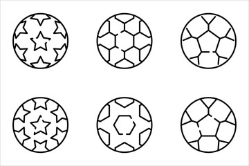 Obraz premium Soccer ball icon set in line style. football simple black style symbol sign for sports apps and website, vector illustration.