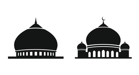 Two mosque dome silhouettes against a plain white background silhouette © MSTSALINA