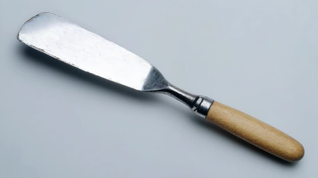 Closeup of a putty knife, clean composition ample negative space