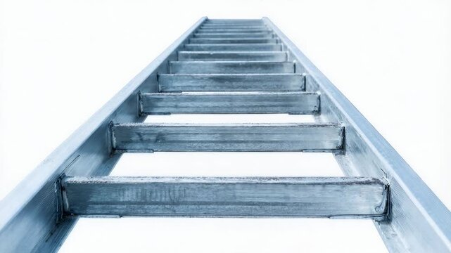 Closeup of an aluminum step ladder, clean composition ample negative space