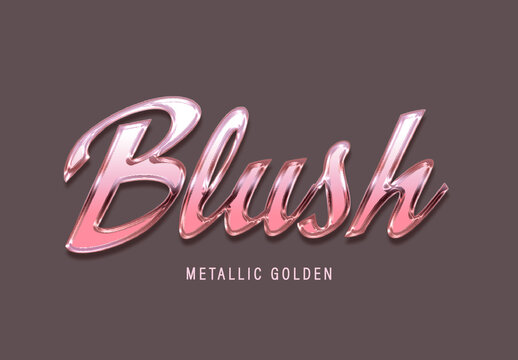 Blush Metallic Golden Pink Script Text Effect