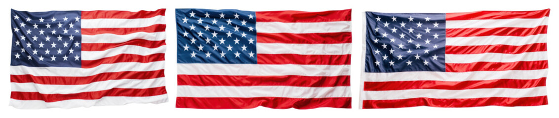 PNG Three American flags waving, transparent background