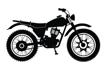 Fototapeta premium scrambler bike silhouette line art vector illustration with a white background