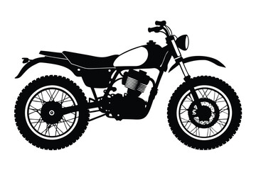 Obraz premium scrambler bike silhouette line art vector illustration with a white background