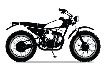 Fototapeta premium scrambler bike silhouette line art vector illustration with a white background