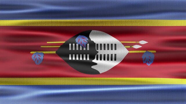 Swaziland flag waving in the wind with high quality fabric texture