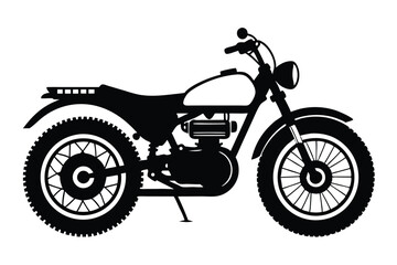 Obraz premium scrambler bike silhouette line art vector illustration with a white background