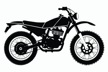 Fototapeta premium scrambler bike silhouette line art vector illustration with a white background