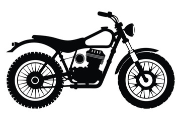 Fototapeta premium scrambler bike silhouette line art vector illustration with a white background