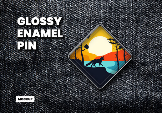 Glossy Enamel Pin Effect Mockup