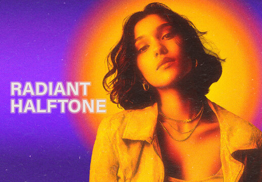 Gradient Radiant Halftone Photo Effect Mockup