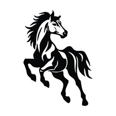 Obraz premium Majestic Rearing Horse Silhouette - Powerful Stallion Vector Illustration