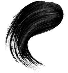 Obraz premium Black cosmetic product swatch, curved shape, brush strokes visible, isolated on white