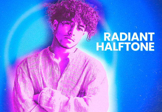 Halo Radiant Halftone Photo Effect Mockup
