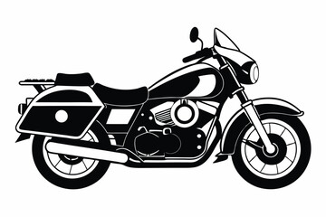 Obraz premium police motorcycle silhouette line art vector illustration with a white background