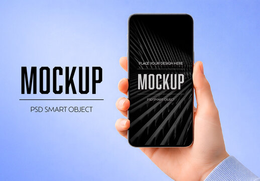 Minimal Hand Holding Smartphone Mockup
