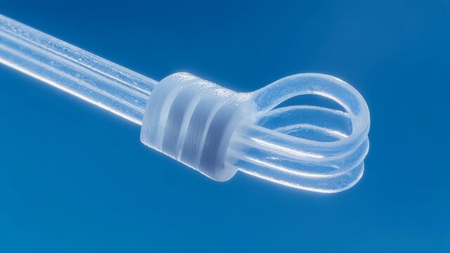 Closeup of a plastic cable tie, clean composition ample negative space