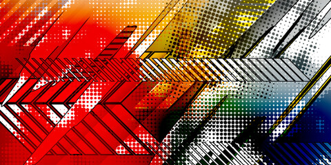 Dynamic racing vector background with bold lightning bolts, grunge splashes, and urban graffiti style, perfect for motorsport, decals, and high-speed designs. © Muhammad Muhdi