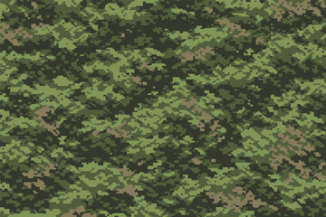 Digital woodland camouflage seamless pattern with pixelated green military texture in modern tactical style ' CADPAT digital camouflage seamless pattern with pixelated woodland texture © GraphicGalaxy