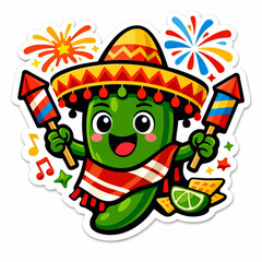 Mexican jalape&ntilde;o, fiesta, sticker