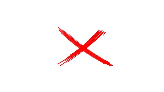 Animated red X error Icon &ndash; Brushstroke Mark on Transparent