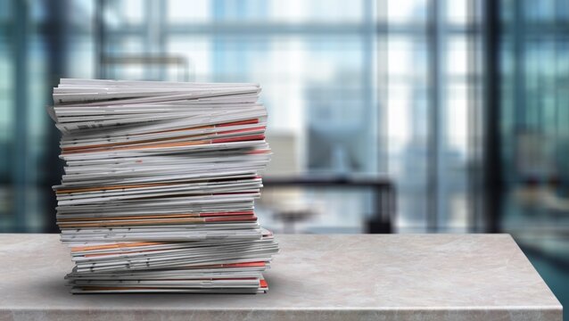 Stack file folders with documents on the desk