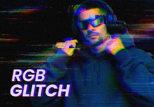 RGB Glitch Effect Mockup