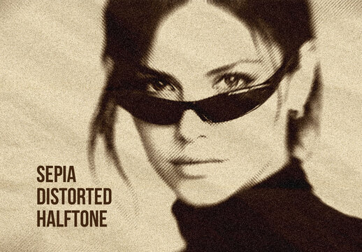 Halftone Grain Sepia Photo Effect