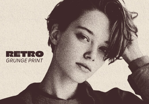 Sepia Retro Grunge Photo Effect Mockup