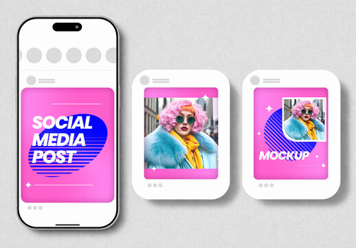 Mobile Interface Social Media Post Banner Mockup
