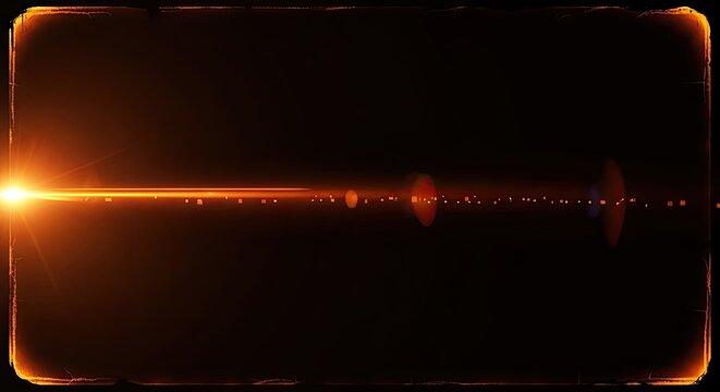 Bright Orange Lens Flare Effect Overlay on Black Background.