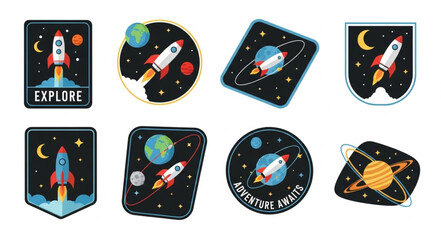 Space Exploration Rocket Ship Patches Collection. © Nifi