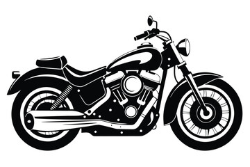 harley davidson bike silhouette line art vector illustration with a white background