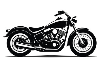 Obraz premium harley davidson bike silhouette line art vector illustration with a white background