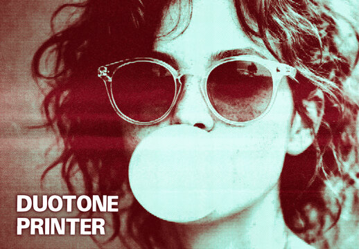 Vintage Halftone Scanline Duotone Photo Effect