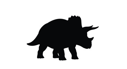 A striking black silhouette of a triceratops dinosaur stands out © Mama