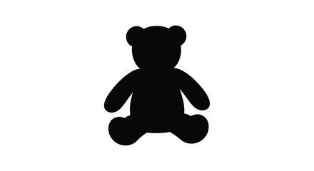 Simple black silhouette of a classic teddy bear sitting upright © Mama