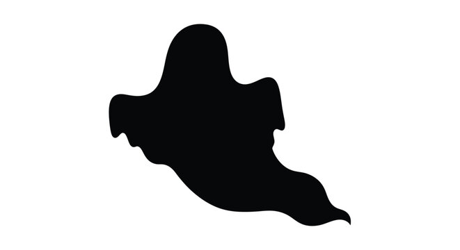 A simple silhouette of a classic flowing ghost shape