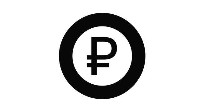 Black and white image displaying the russian ruble currency symbol