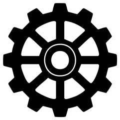 Obraz premium Black and White Illustration of a Gear or Cogwheel with Spokes for Mechanics or Industrial Concepts